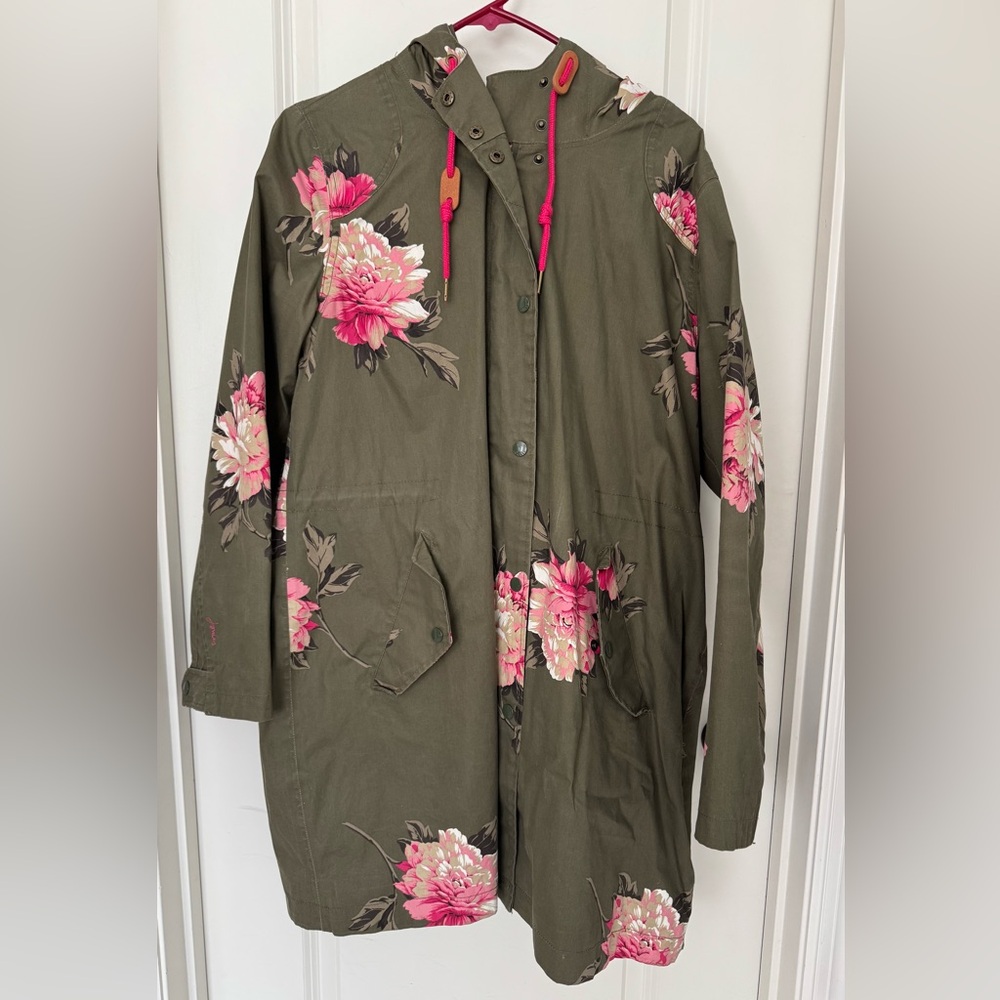 Joules Olive Floral Rain Jacket